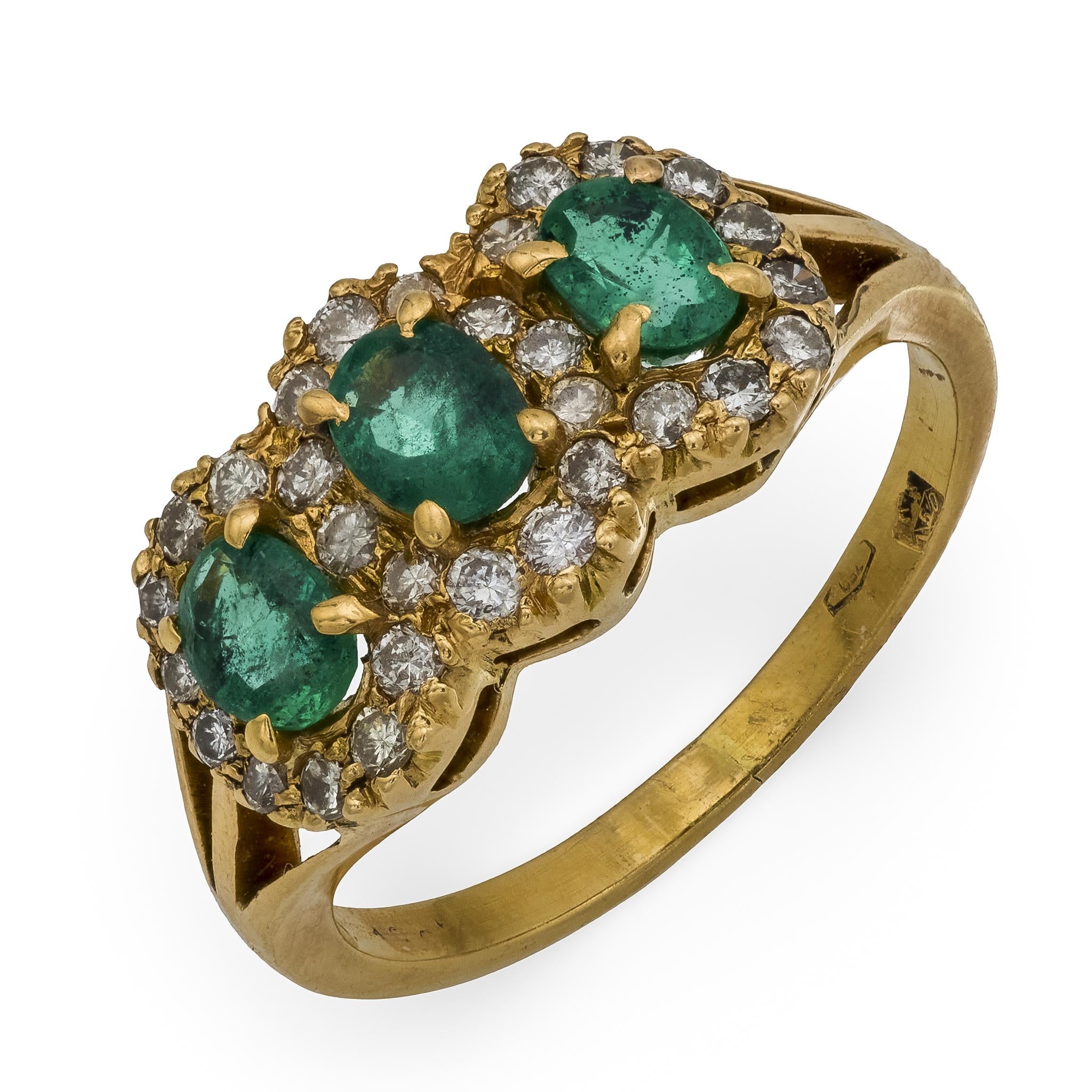Vintage emerald diamond 18k yellow gold stone ring – Jack Weir