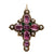 Georgian Foiled Back Pink Topaz, Emerald, and Pearl 14k Yellow Gold Cross Pendant Pendants Jack Weir & Sons   