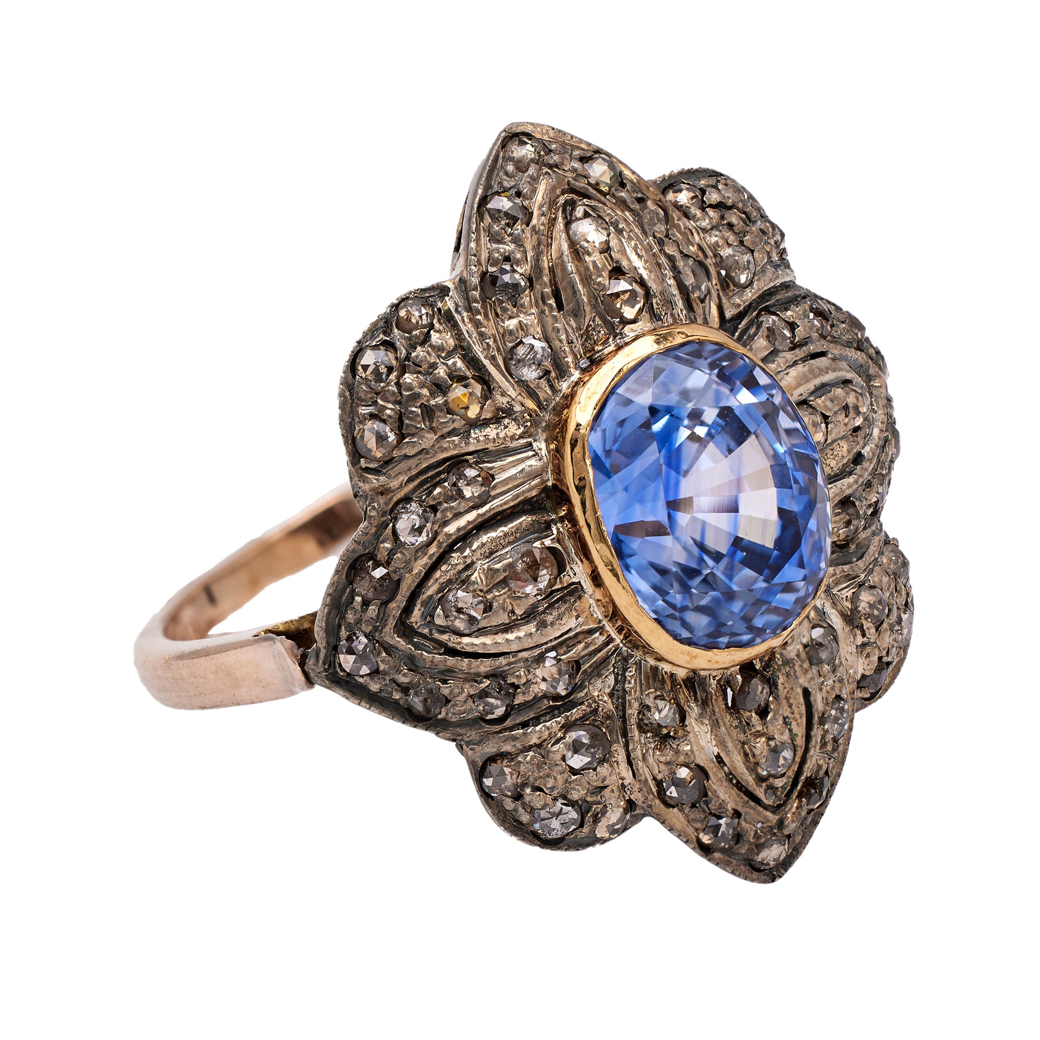 Antique Portuguese Sapphire and Diamond Gold Silver Ring Rings Jack Weir & Sons   