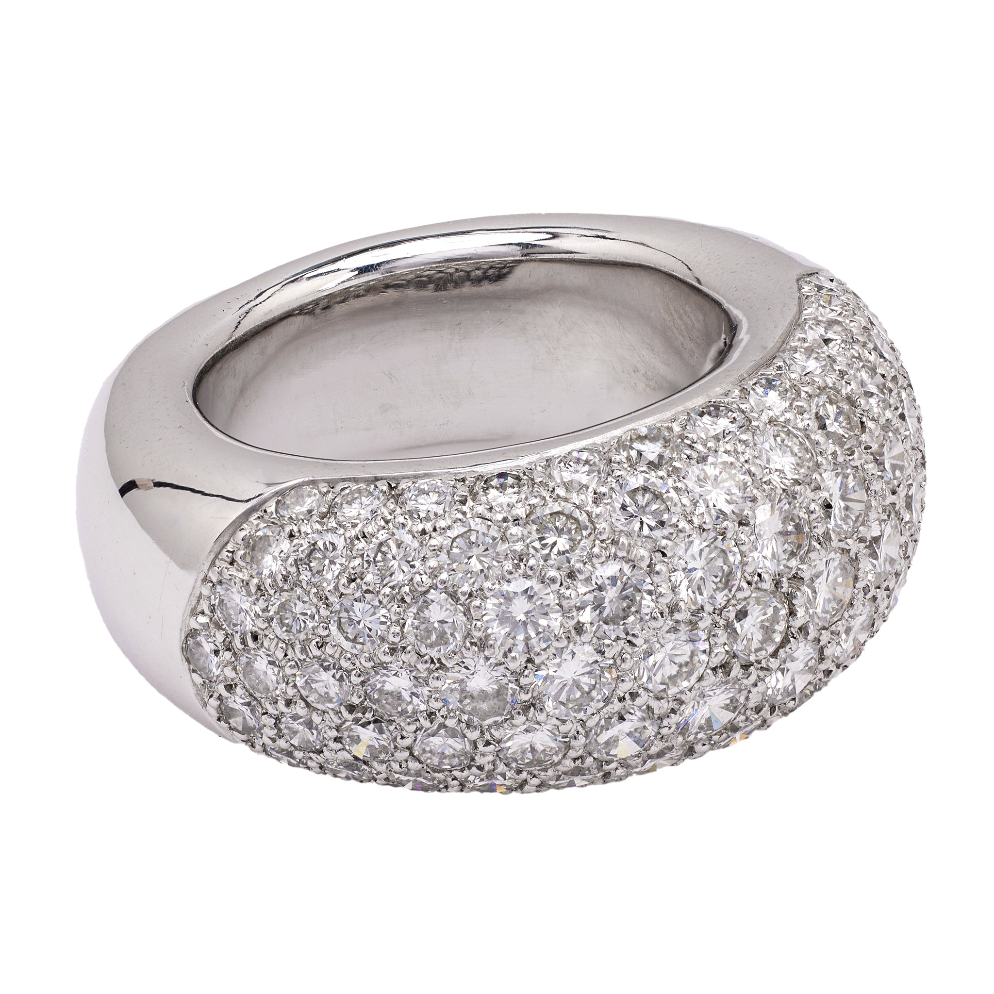 French Pave Diamond Platinum Dome Ring Rings Jack Weir & Sons   