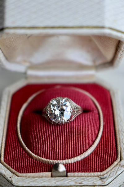 Art Deco GIA 2.08 Carat Old European Cut Diamond 14k White Gold Ring Rings Jack Weir & Sons   