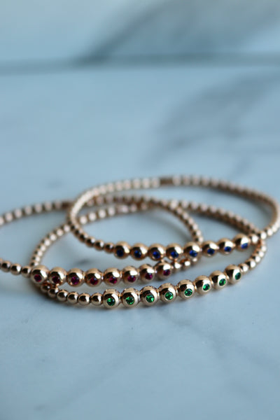Ruby, Sapphire, and Tsavorite Garnet 18k Rose Gold Beaded Bracelet Stack Bracelets Jack Weir & Sons   
