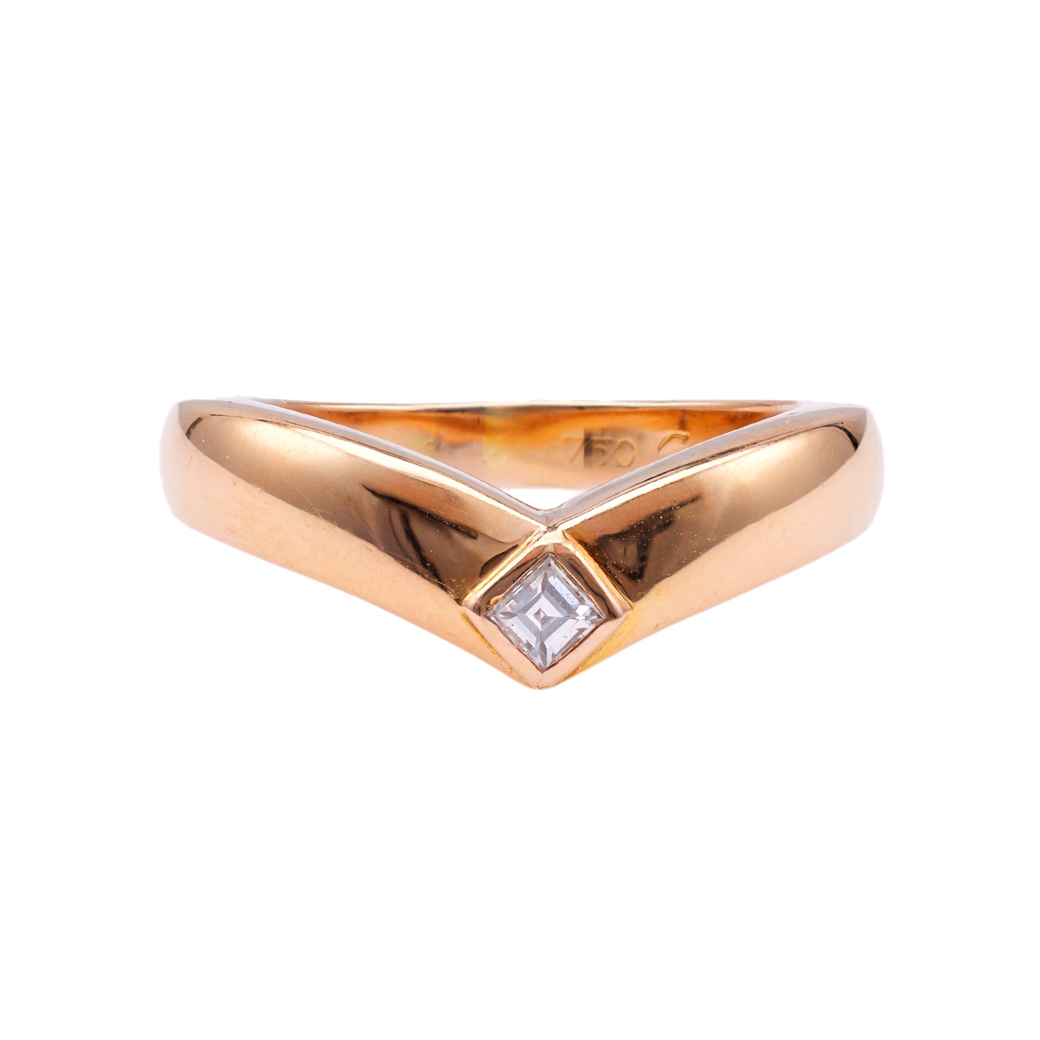 Vintage Cartier Diamond 18k Rose Gold Chevron Band Ring Rings Jack Weir & Sons   