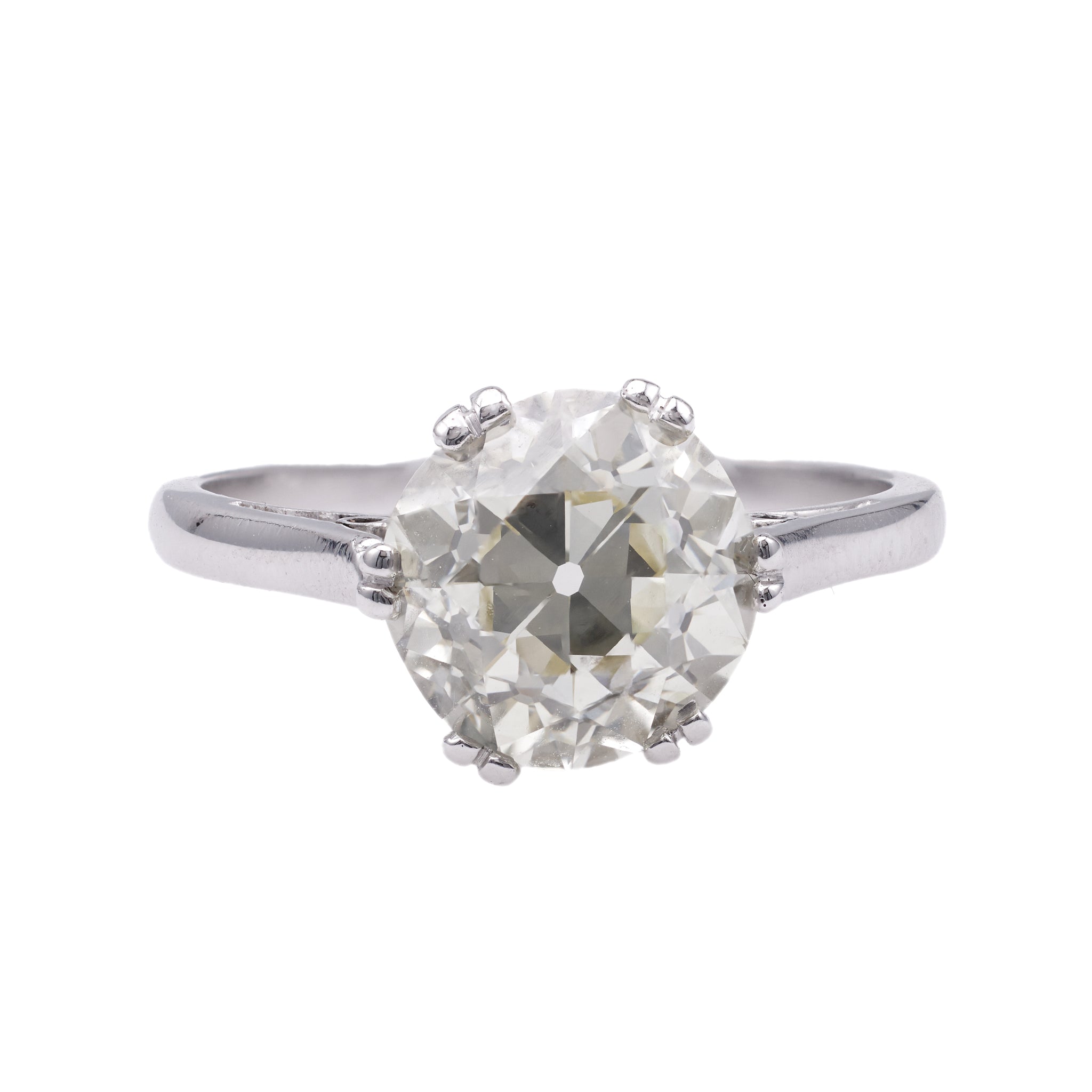 Art Deco French GIA 3.25 Carat Old European Cut Diamond Platinum Solitaire Ring Rings Jack Weir & Sons   