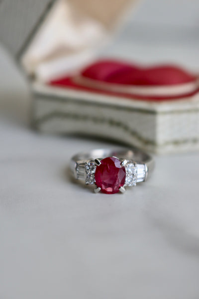 Vintage 1.54 Carat Ruby Diamond Platinum Ring Rings Jack Weir & Sons   