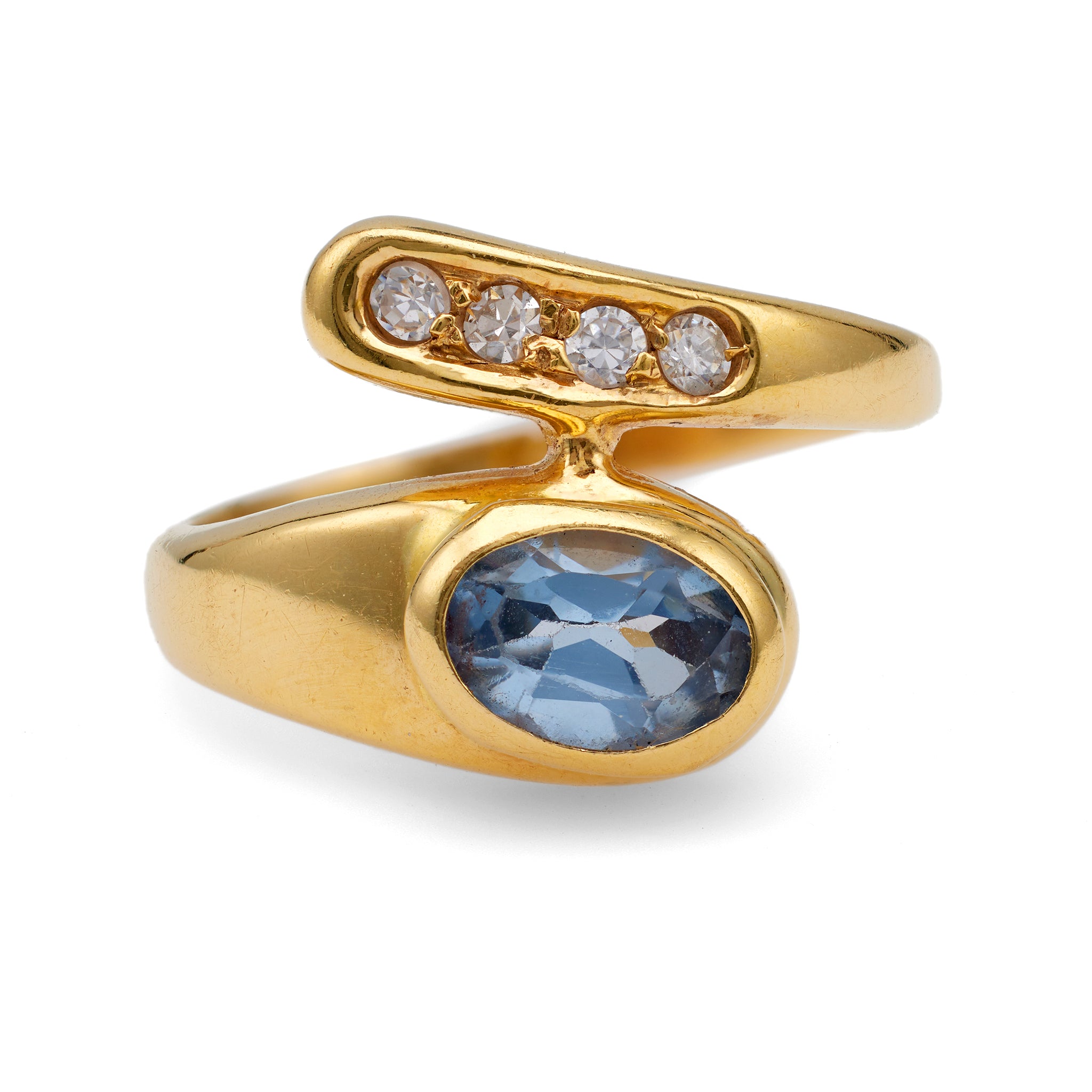 Retro Synthetic Spinel 18k Yellow Gold Ring