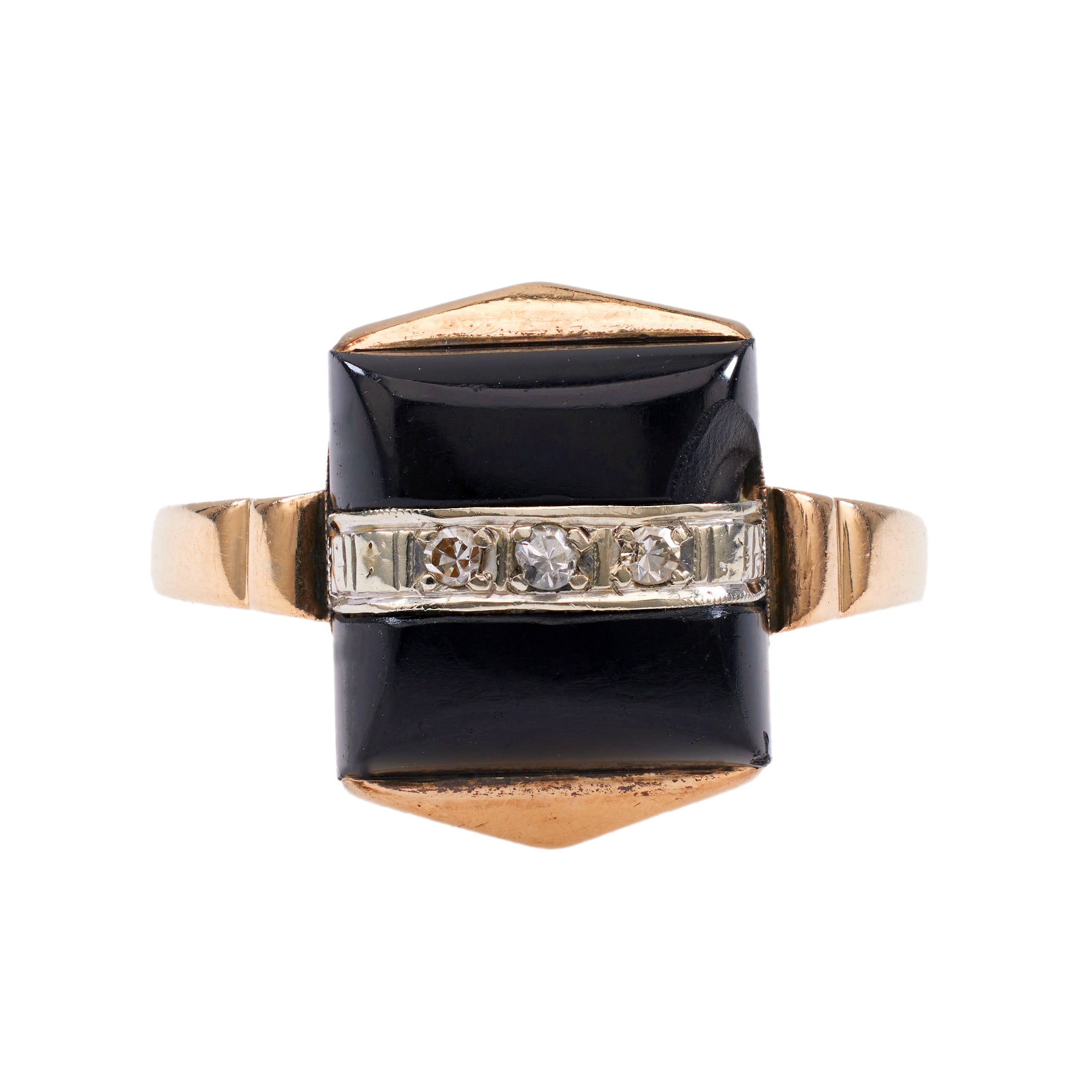 Art Deco Onyx Diamond 14k Yellow Gold Ring Rings Jack Weir & Sons   