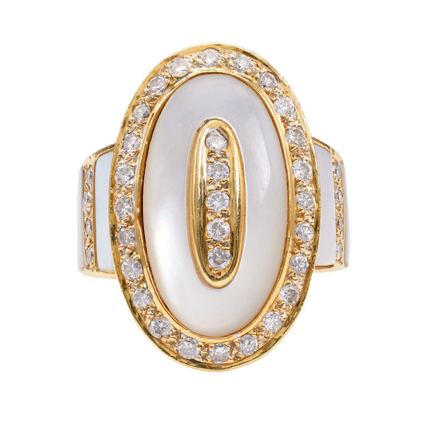 Diamond Mother of Pearl 18k Yellow Gold Ring Rings Jack Weir & Sons   
