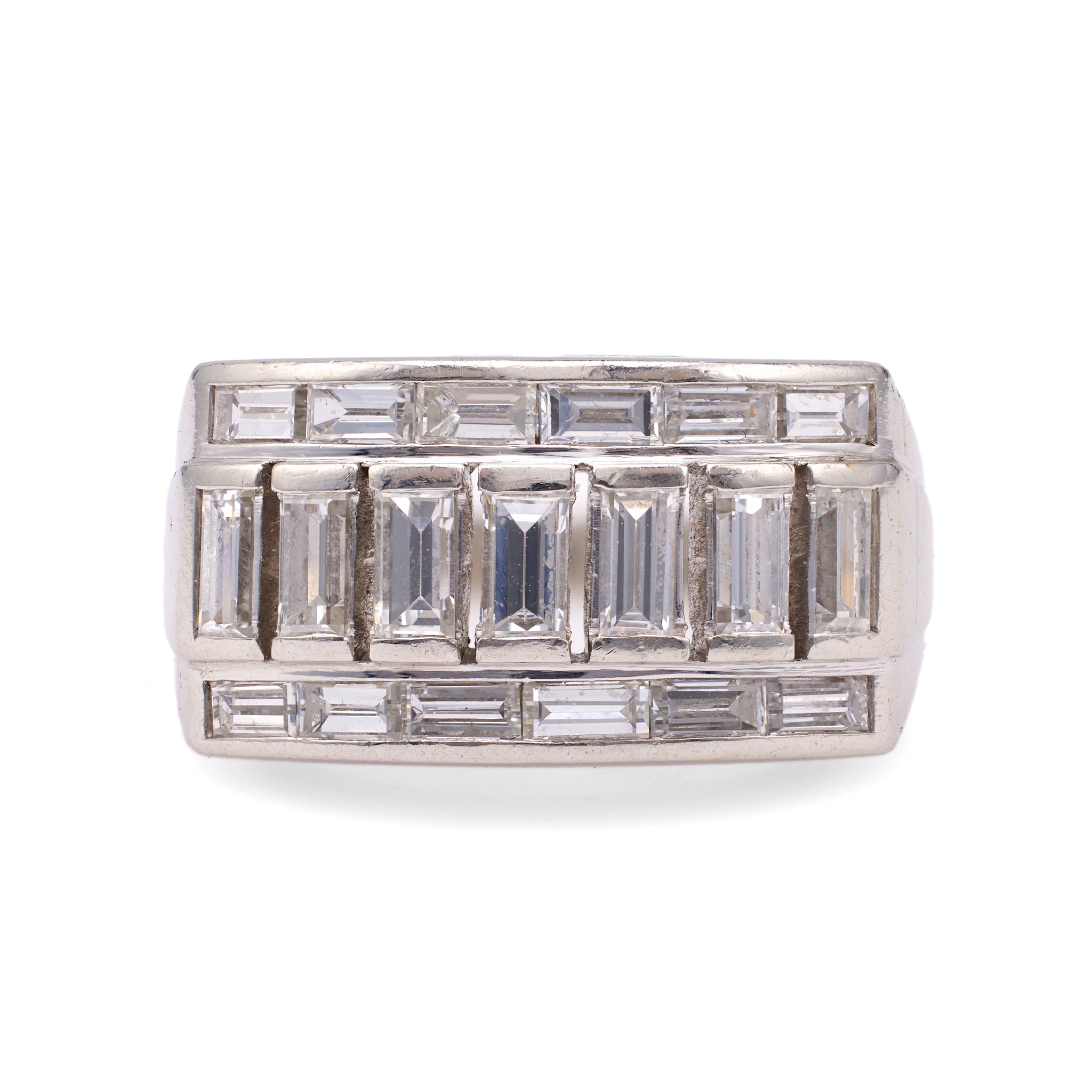 Art Deco Baguette Cut Diamond Platinum Ring Rings Jack Weir & Sons   
