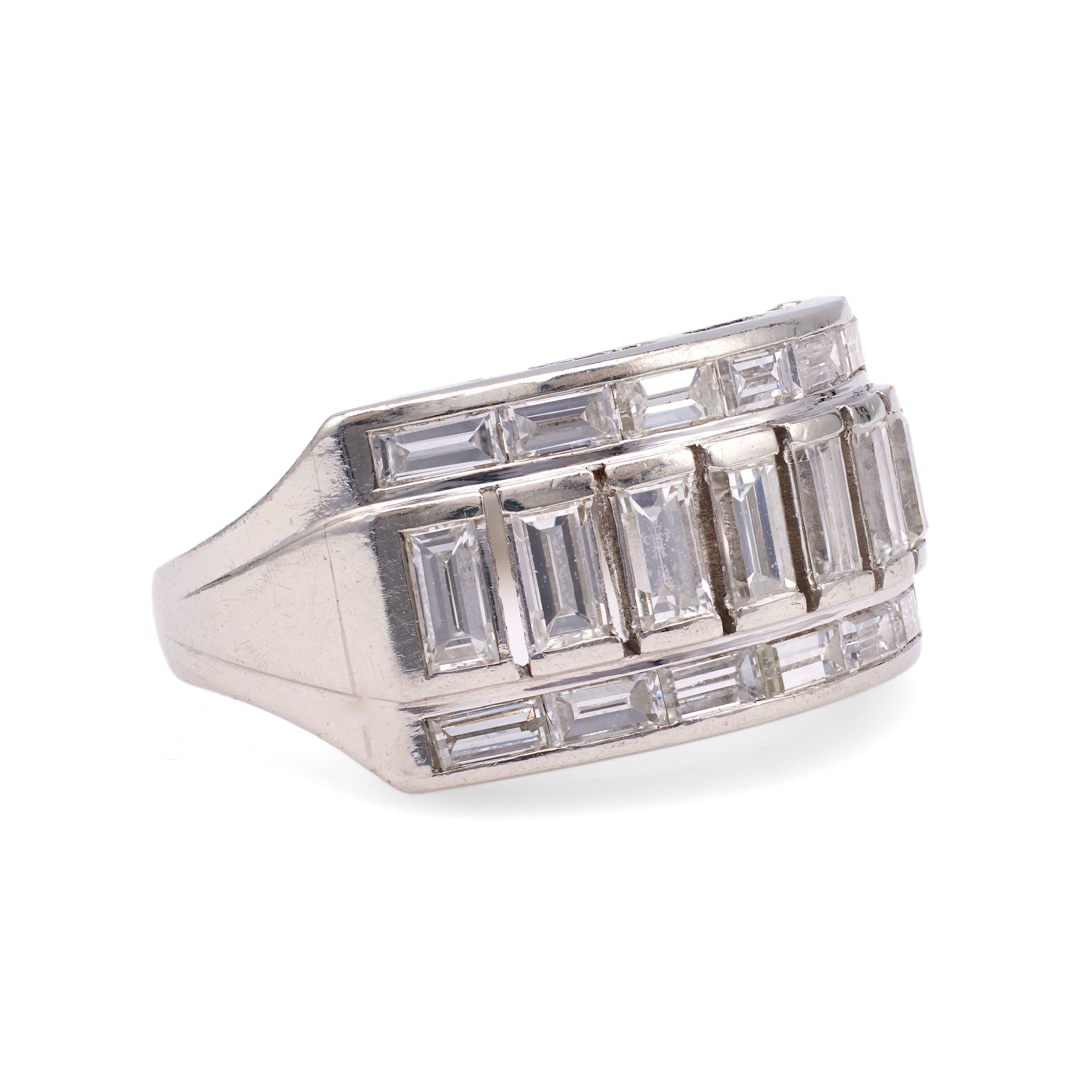 Art Deco Baguette Cut Diamond Platinum Ring Rings Jack Weir & Sons   