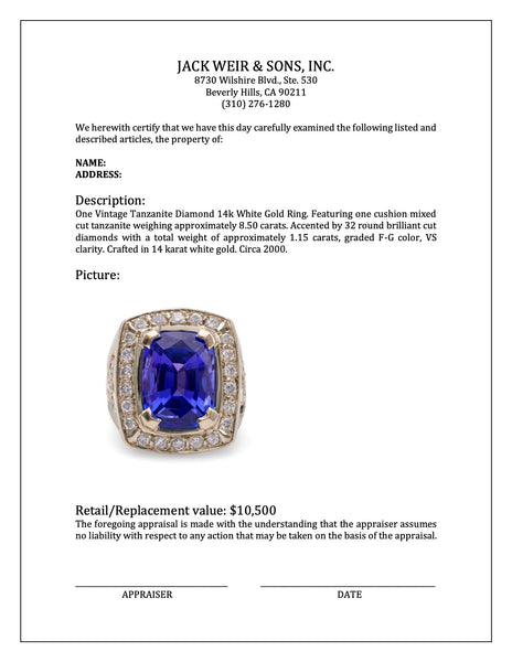 Vintage Tanzanite Diamond 14k White Gold Ring Rings Jack Weir & Sons   