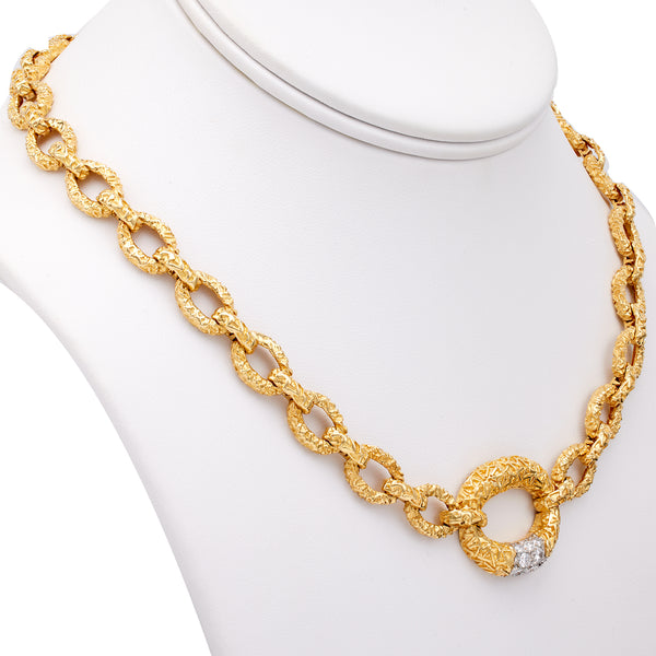 Vintage Van Cleef and Arpels Diamond 18k Yellow Gold Link Necklace Necklaces Jack Weir & Sons   