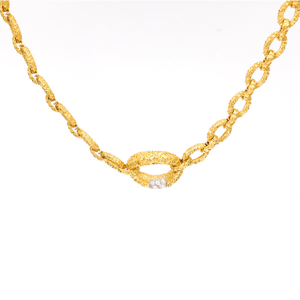 Vintage Van Cleef and Arpels Diamond 18k Yellow Gold Link Necklace