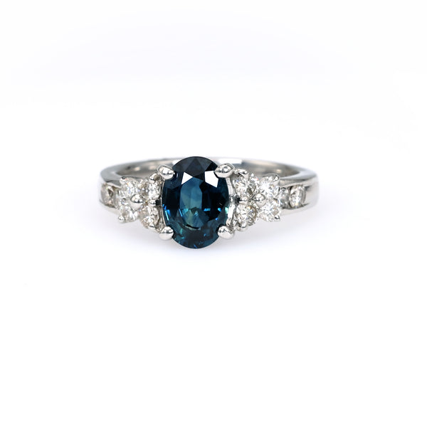 1.50 Carat Sapphire Diamond Platinum Ring