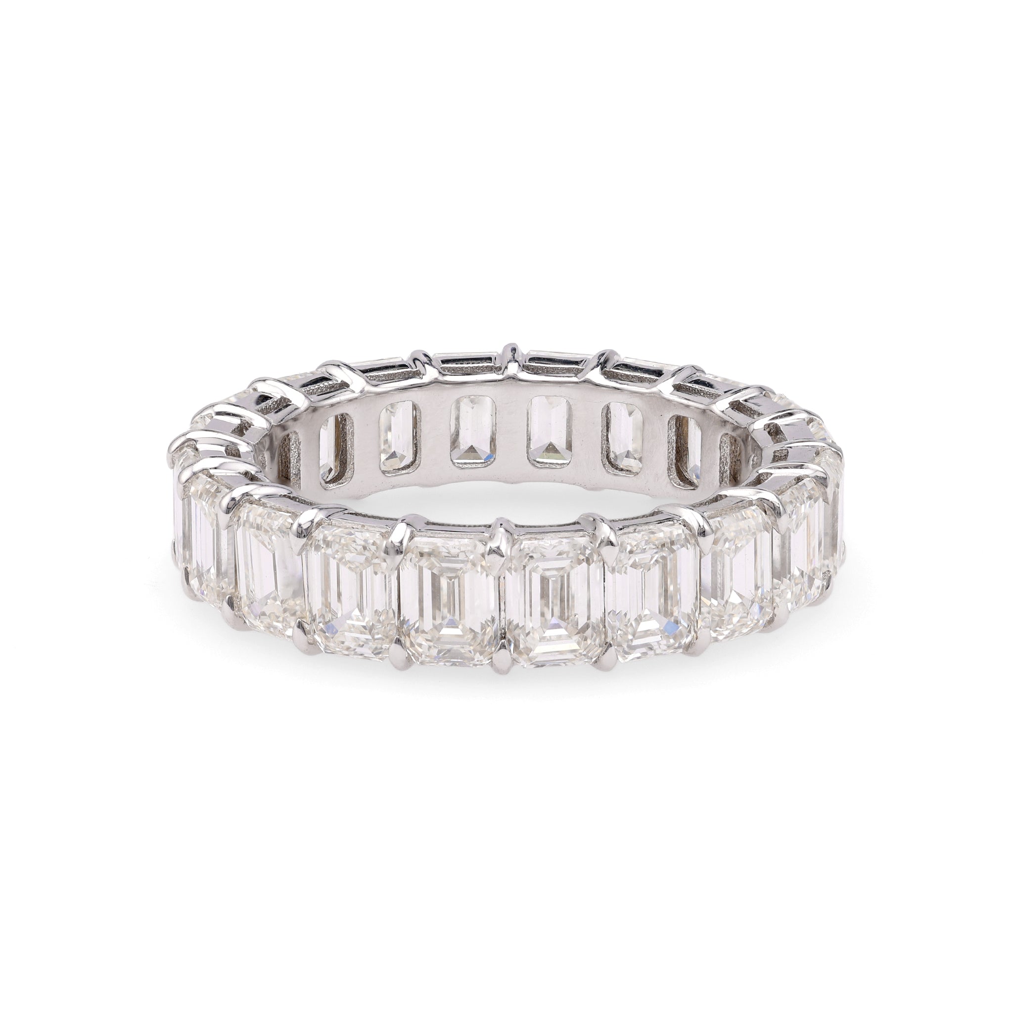 GIA 6.04 Carat Total Weight Diamond 18k White Gold Eternity Band Rings Jack Weir & Sons   