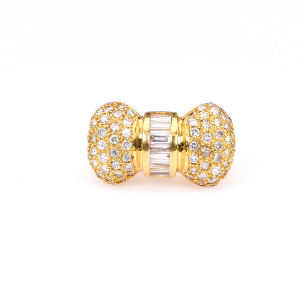 Diamond 18k Yellow Gold Bow Ring
