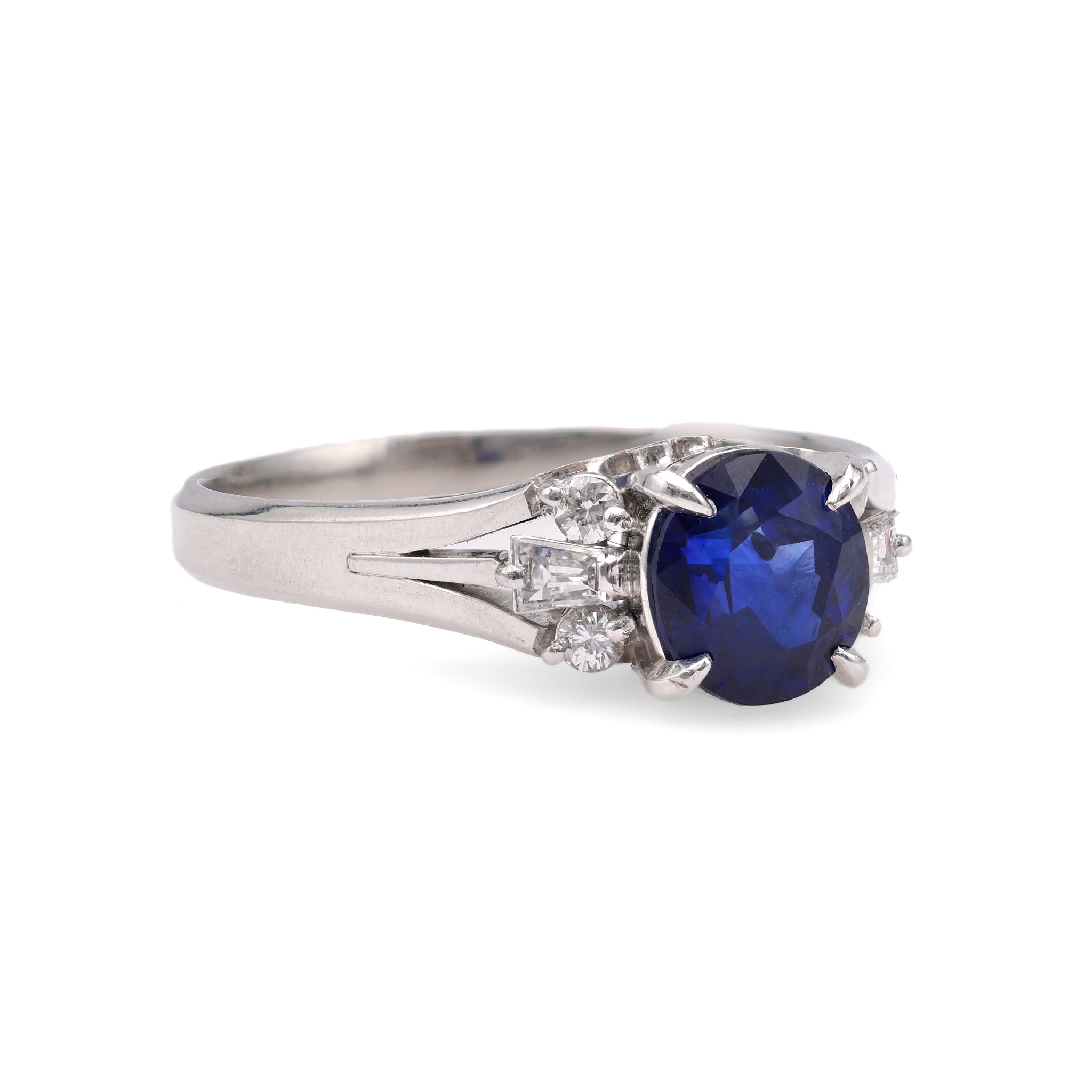 Vintage 1.33 Carat Sapphire Diamond Platinum Ring Rings Jack Weir & Sons   