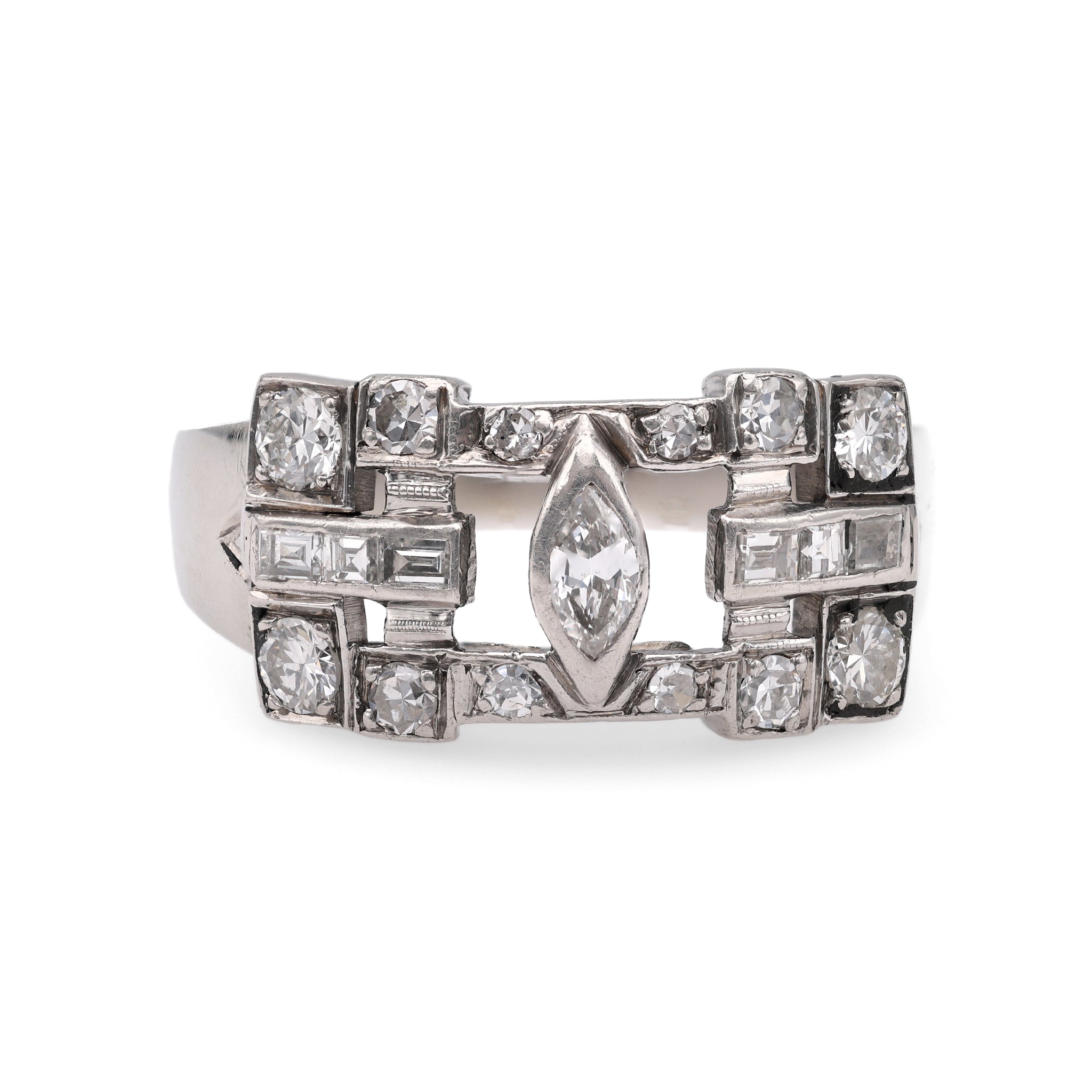 Art Deco Diamond 14k White Gold Ring