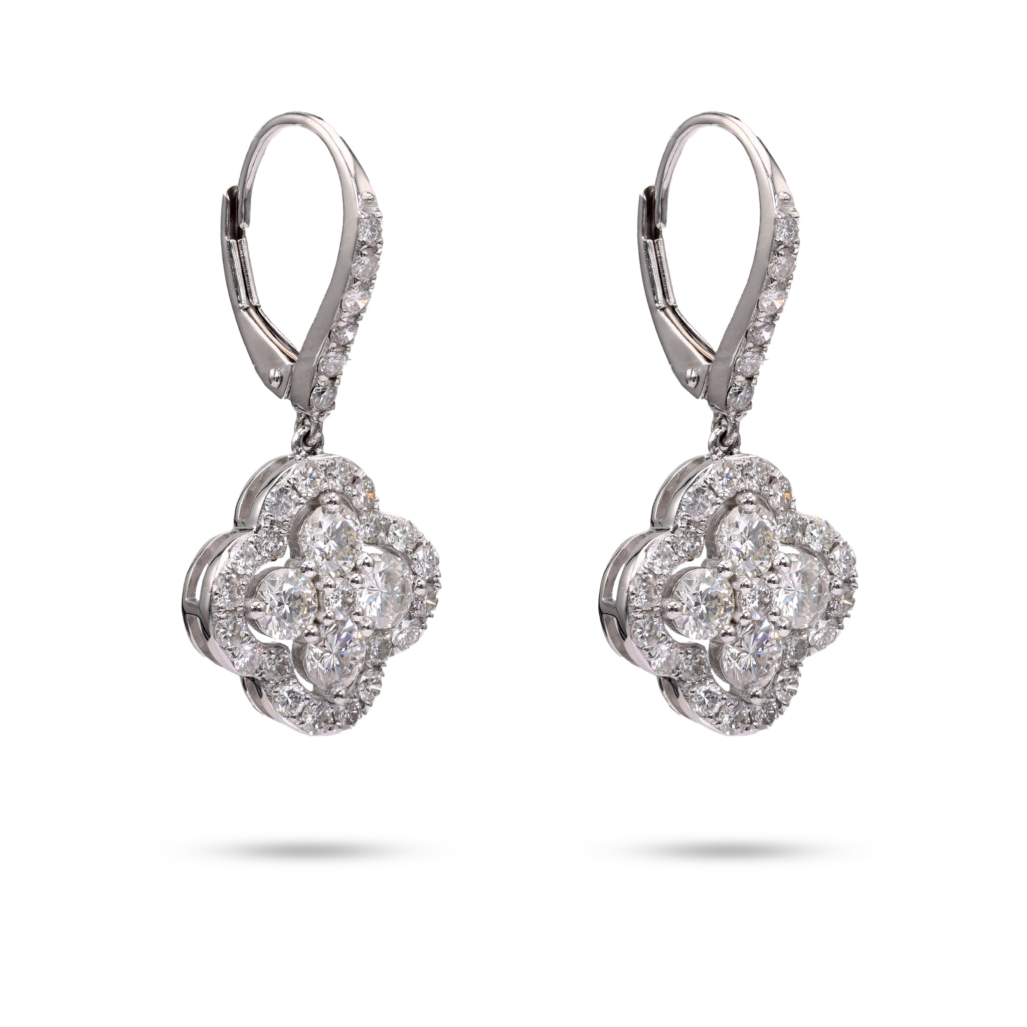2.55 Carat Total Weight Diamond Platinum Earrings