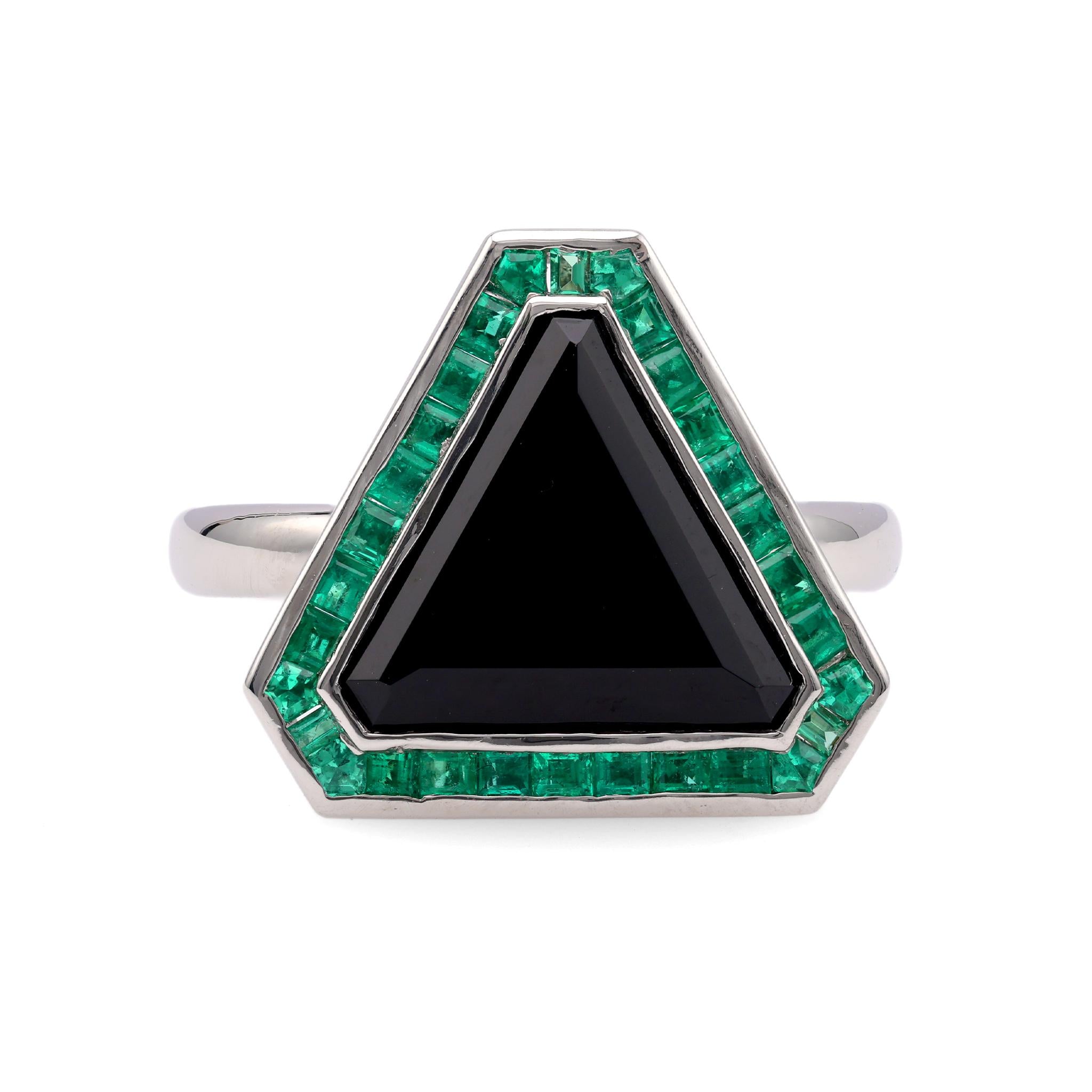 Onyx Emerald Platinum Ring  Jack Weir & Sons   