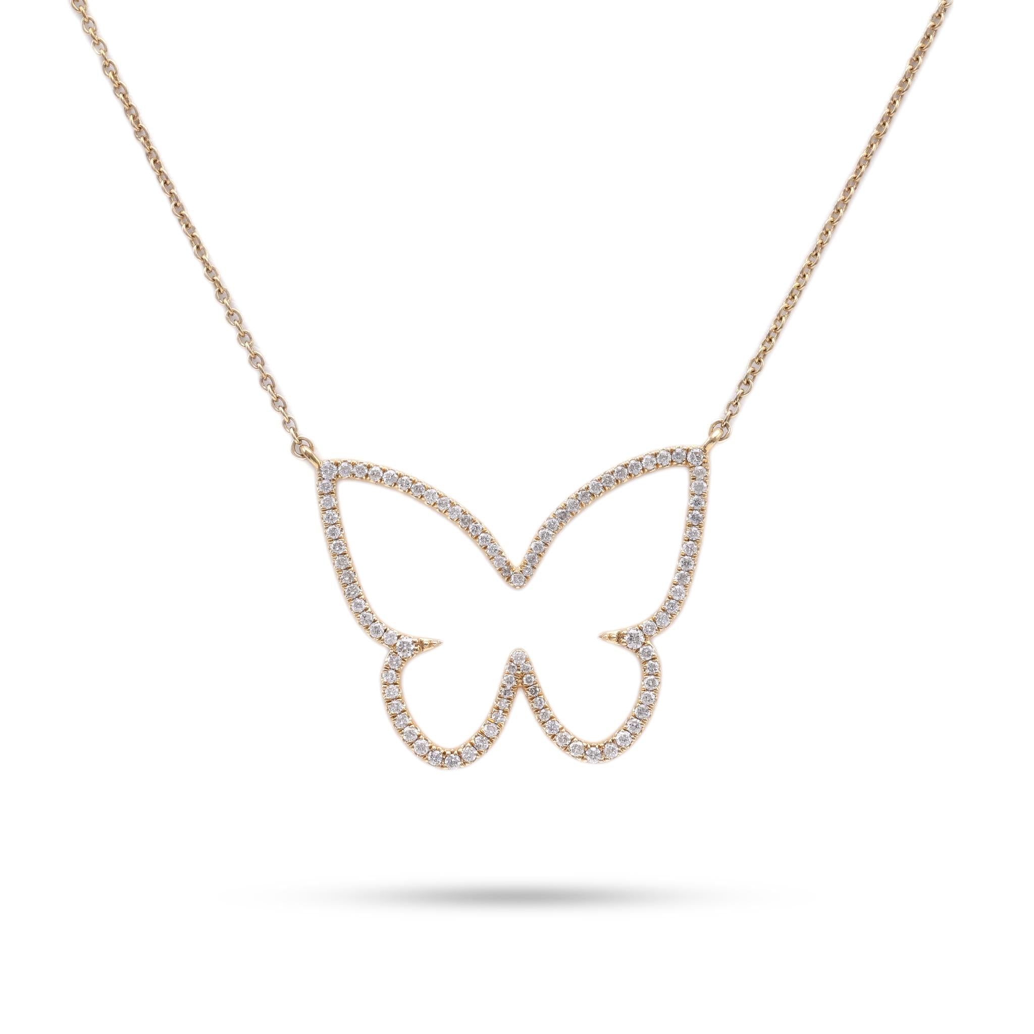 Modern Diamond Butterfly Yellow Gold Necklace  Jack Weir & Sons   