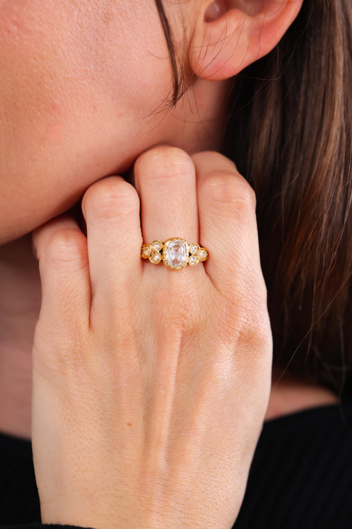 Victorian GIA 1.50 Carat Diamond Yellow Gold Engagement Ring