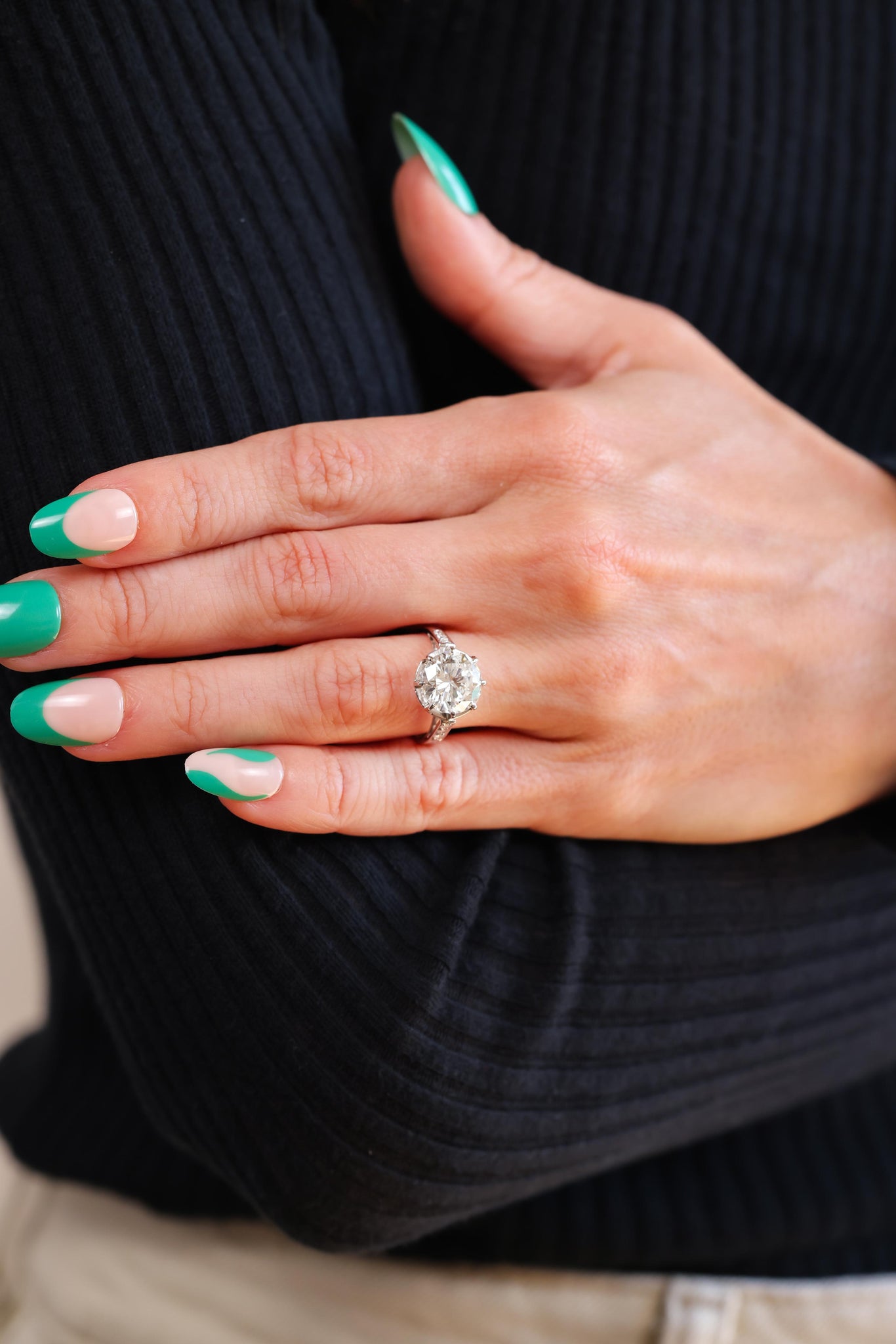 Art Deco GIA 3.25 Carat Diamond Platinum Engagement Ring