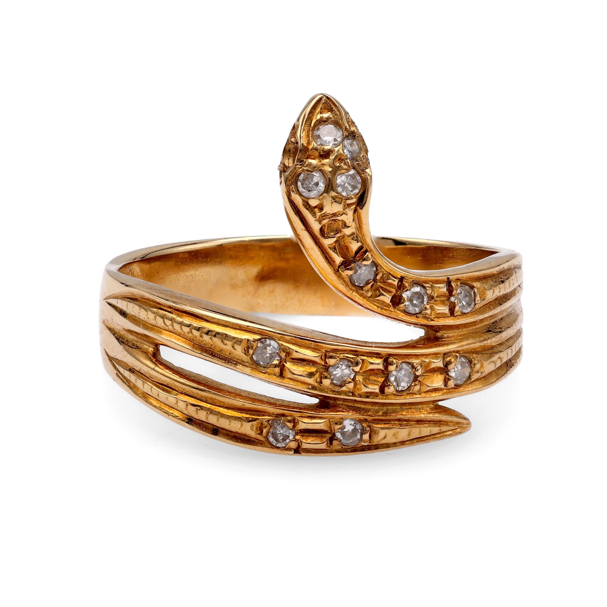 Vintage Diamond Yellow Gold Snake Ring  Jack Weir & Sons   