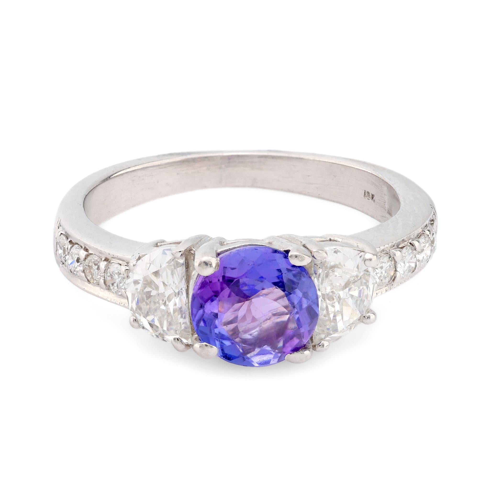 Modern tanzanite diamond 18k white gold ring – Jack Weir Sons