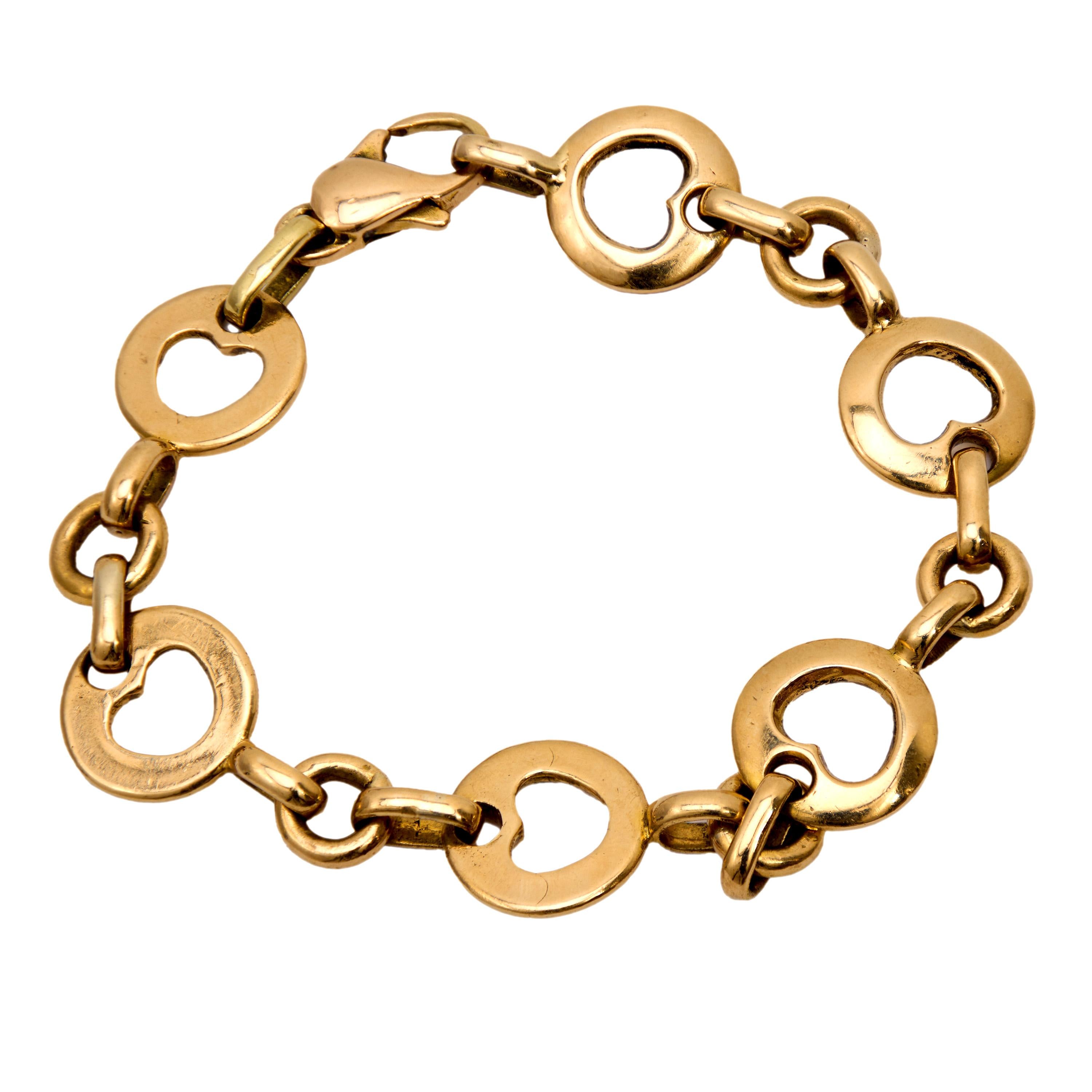 Vintage Tiffany 18k yellow gold heart chain bracelet – Jack