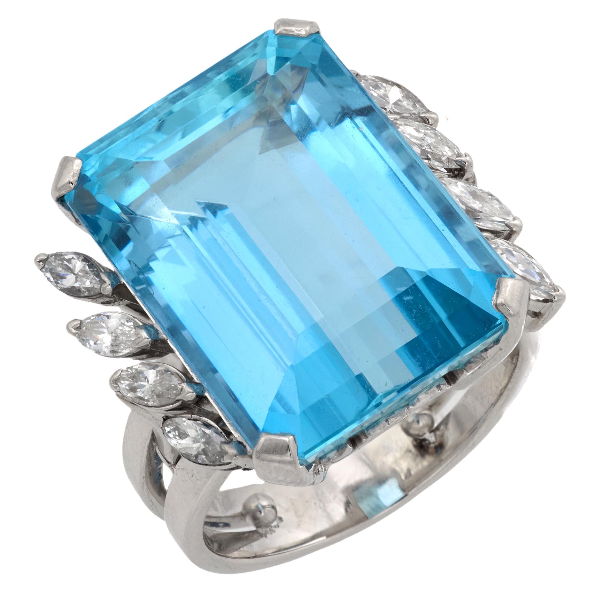 Special aquamarineペンデュラム✨ Mid Century 25.75 carat aquamarine diamond platinum cocktail