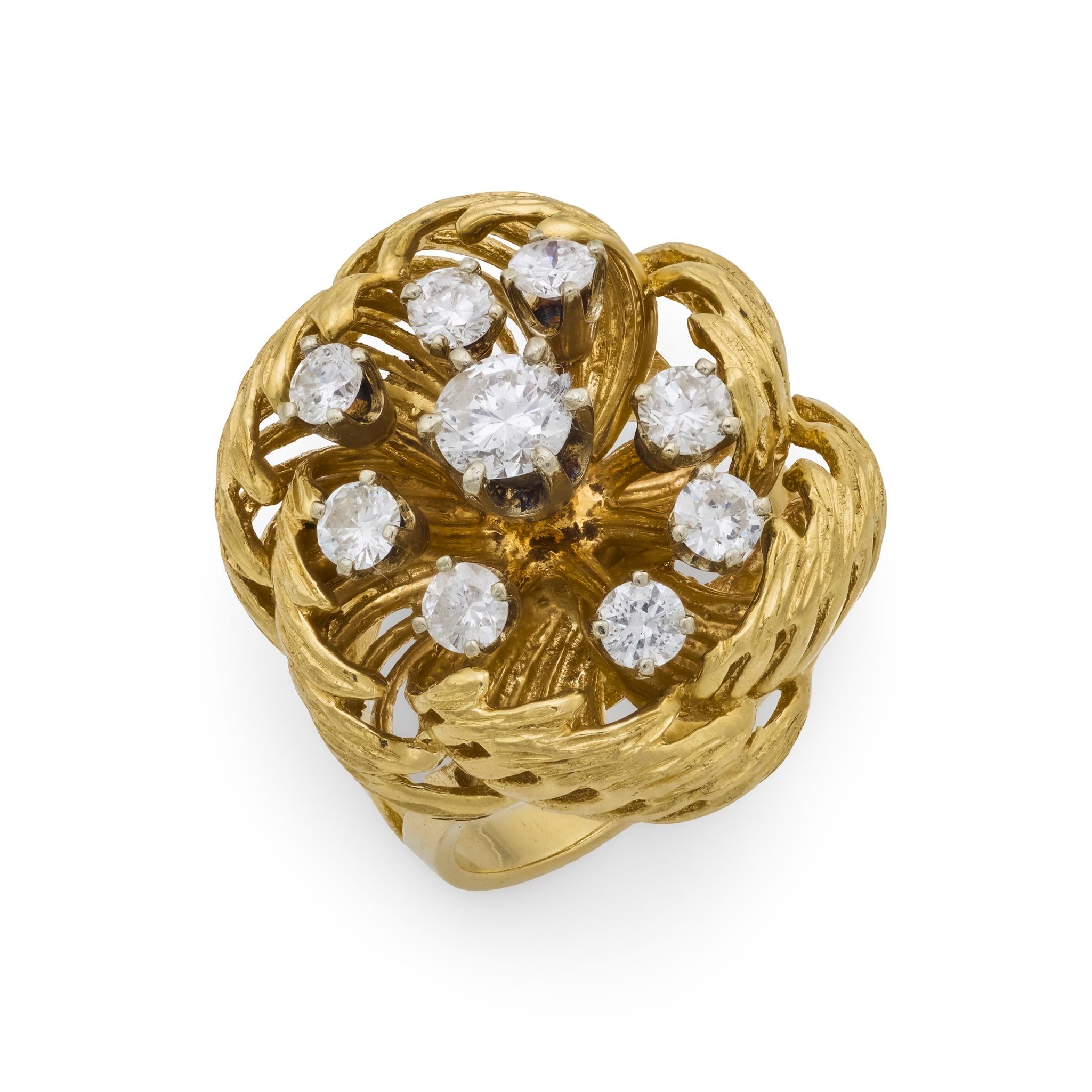 Mid Century diamond 14k yellow gold cocktail ring – Jack Weir Sons