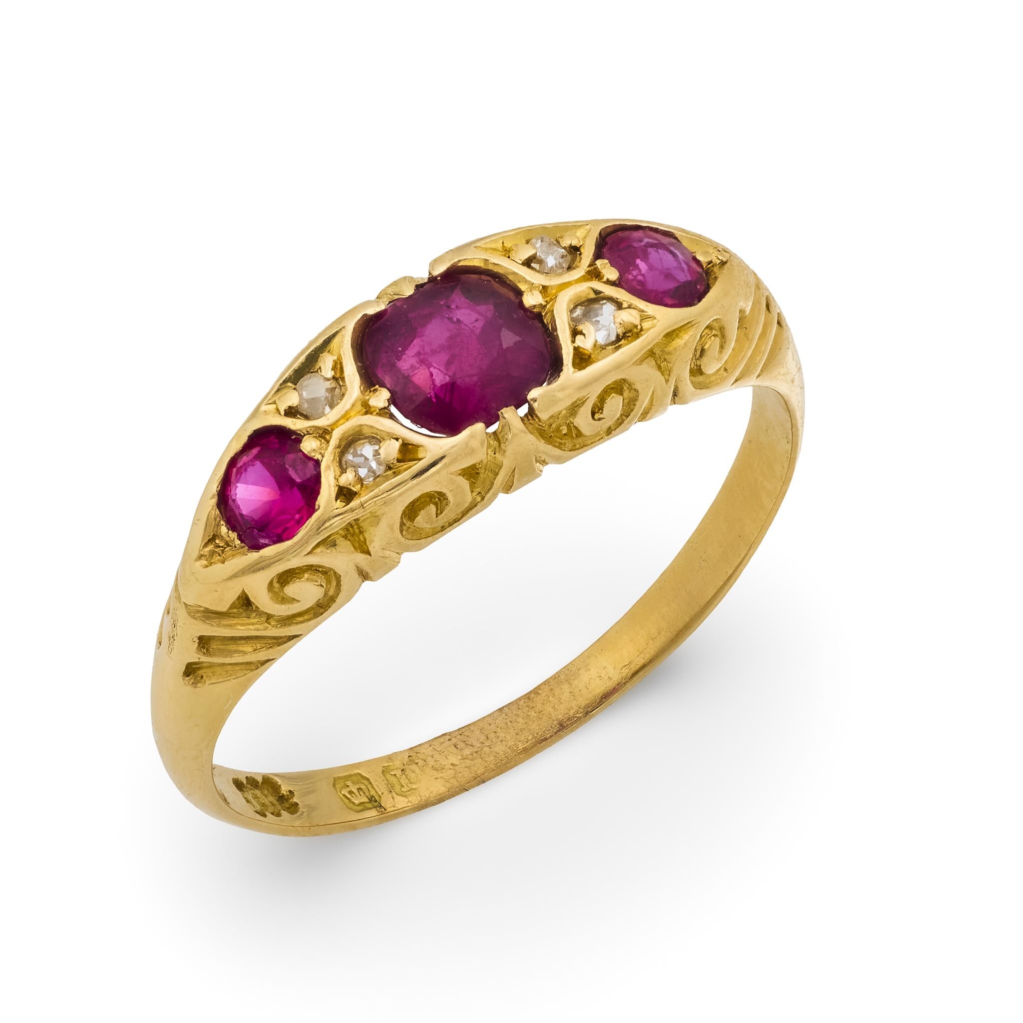 Victorian English ruby diamond 18k yellow gold ring – Jack Weir Sons