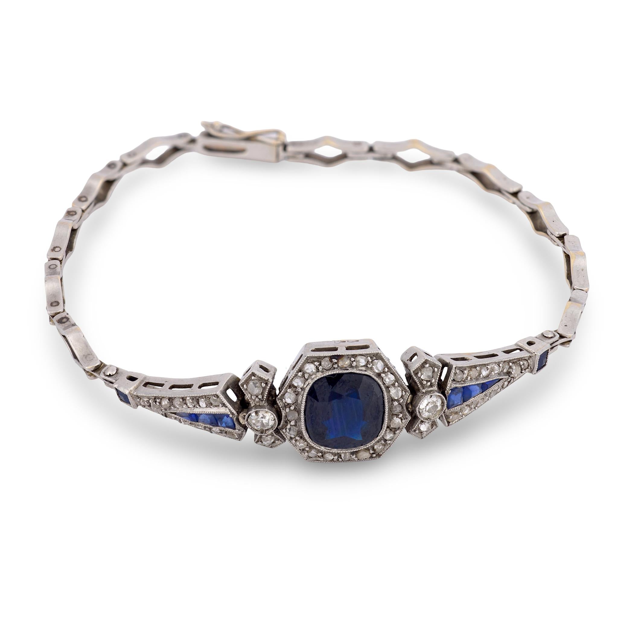 French Belle Epoque GIA 2.90 carat no heat sapphire diamond 18k