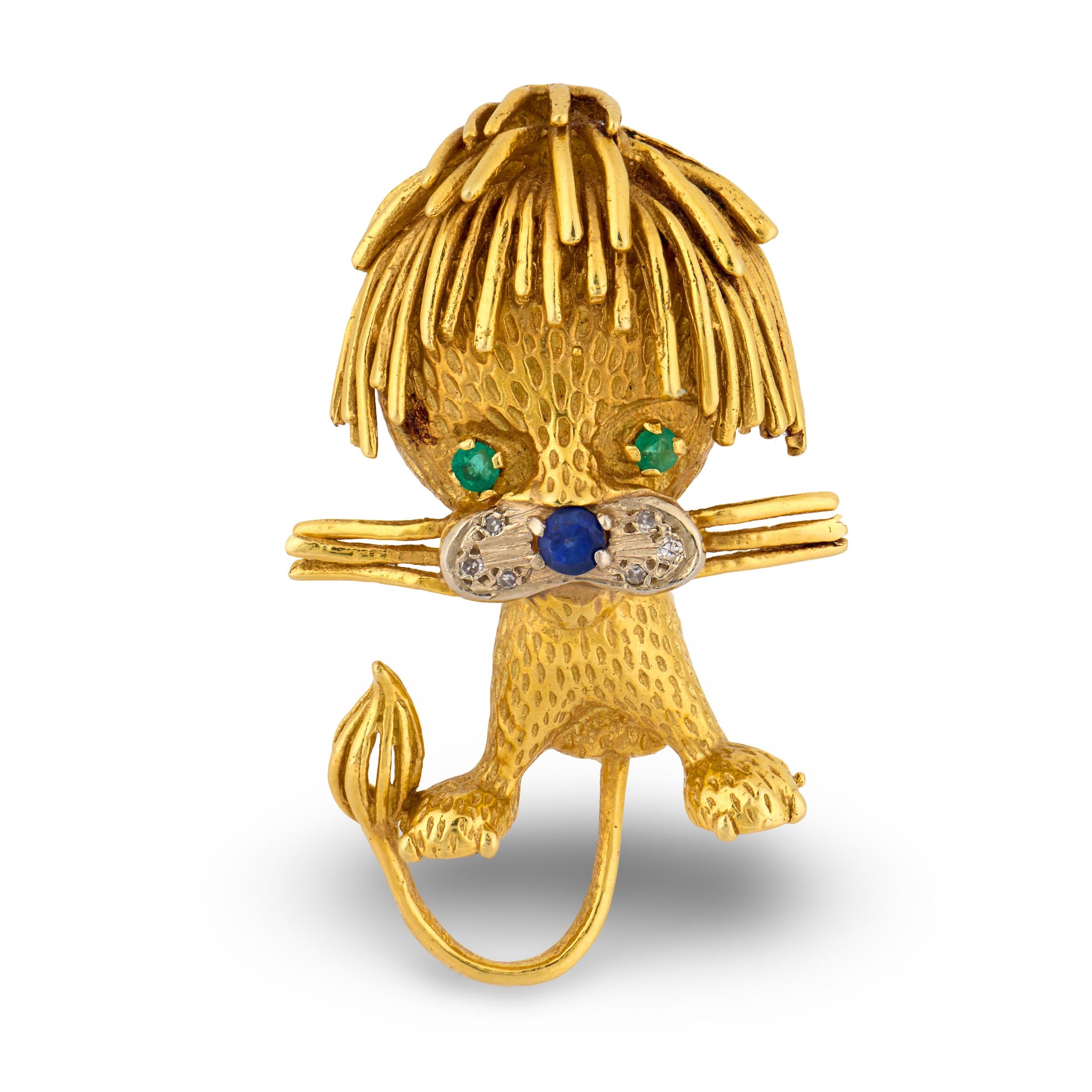 Vintage gemstone 18k gold lion brooch – Jack Weir & Sons