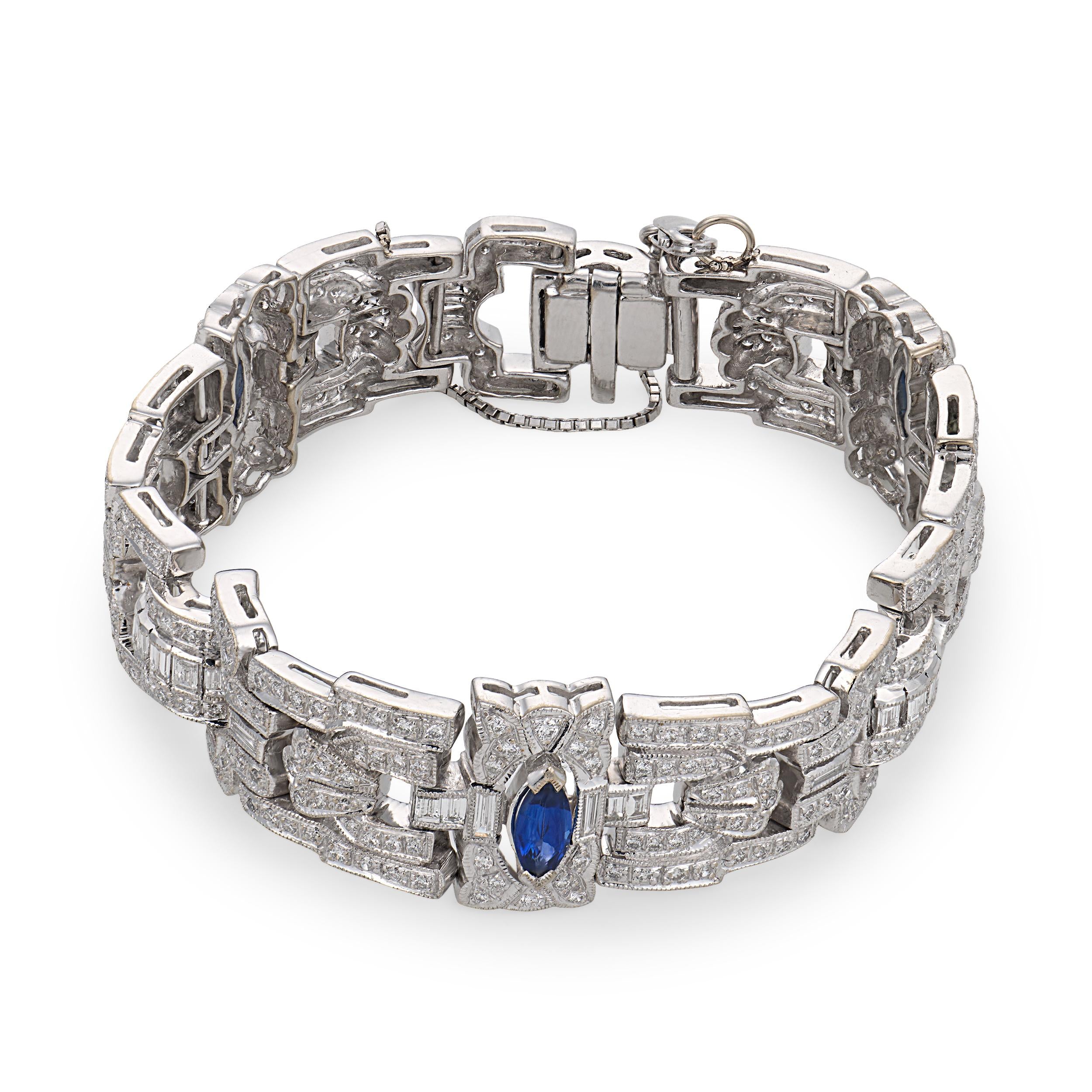 Vintage sapphire diamond 18k white gold bracelet – Jack Weir & Sons Vintage sapphire diamond 18k white gold bracelet – Jack Weir & Sons
