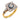 Art Deco style diamond sapphire 18k yellow gold platinum target ring