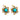 Mid Century turquoise sapphire diamond 18k yellow and white gold earrings