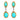 Mid Century turquoise diamond 18k yellow gold platinum drop earrings