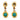 Mid Century turquoise diamond 18k yellow gold platinum drop earrings