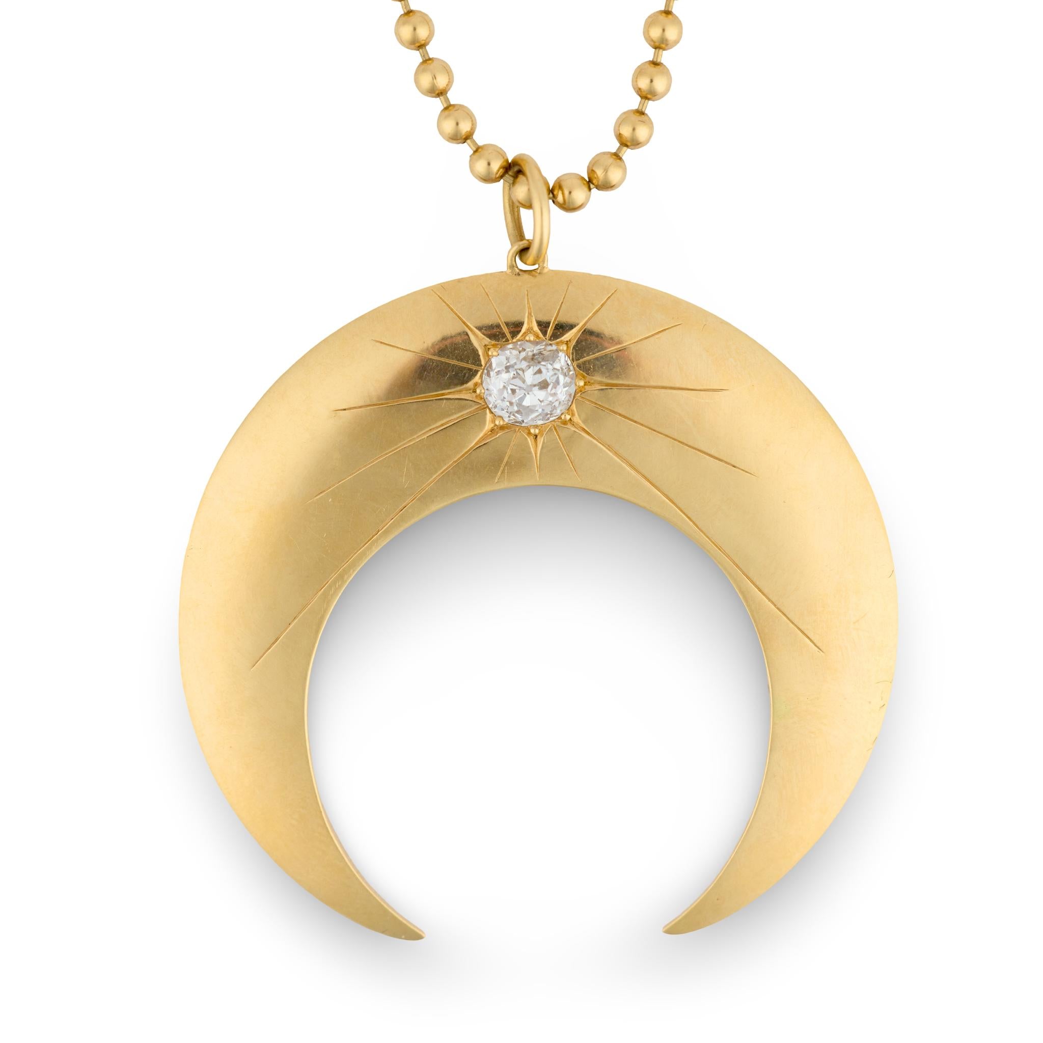 Victorian diamond 18k yellow gold half-moon necklace – Jack Weir