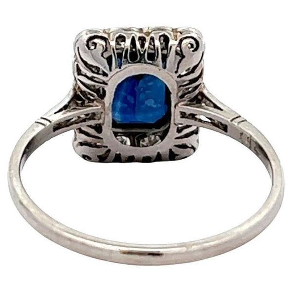Art Deco Inspired 1.84 Carats Sapphire Diamond Platinum Cluster Ring Jewelry Jack Weir & Sons   