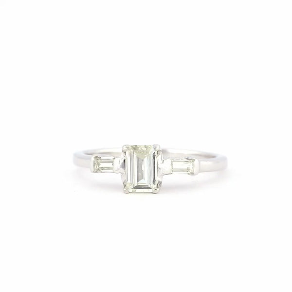 Mid-Century 0.47 Carat Emerald Cut Diamond Platinum Ring