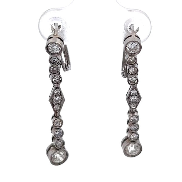 Art Deco Inspired Diamond Platinum Dangle Earrings