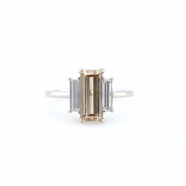 GIA 2.00 Carat Fancy Color Diamond Platinum Three Stone Ring