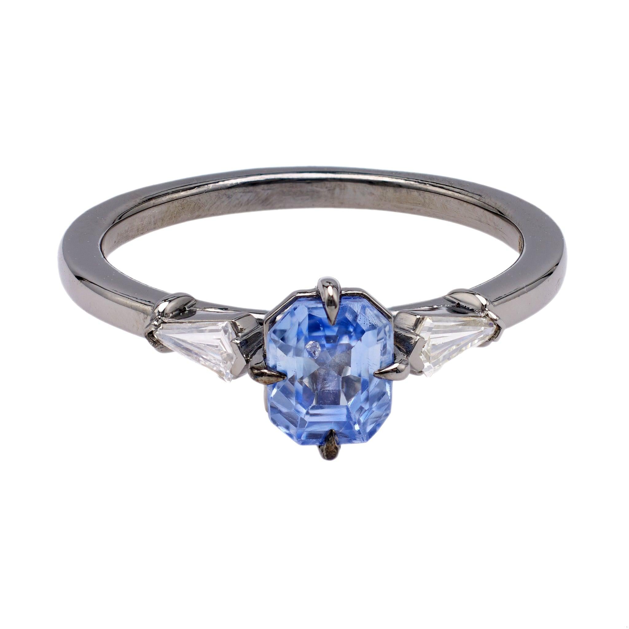 1.17 Carat Sapphire and Diamond Platinum Ring Rings Jack Weir & Sons