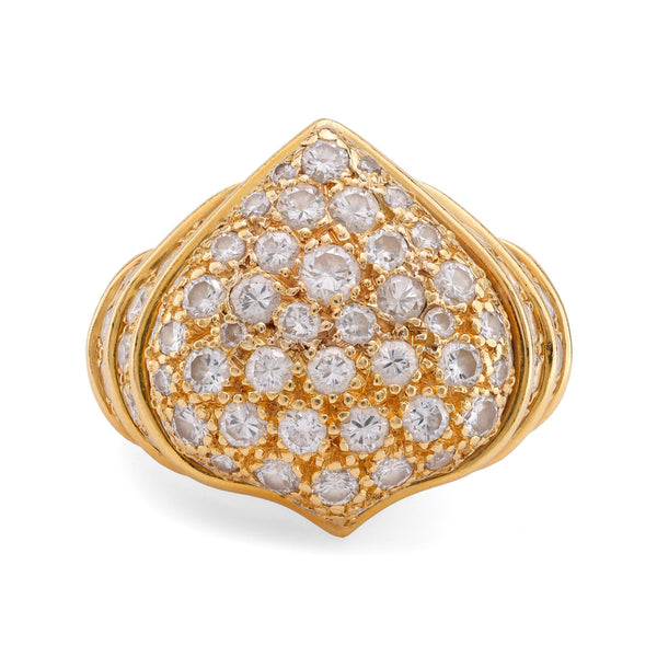 Vibrant 4.50 carat total weight diamond 18k yellow gold cocktail ring  Jack Weir & Sons   