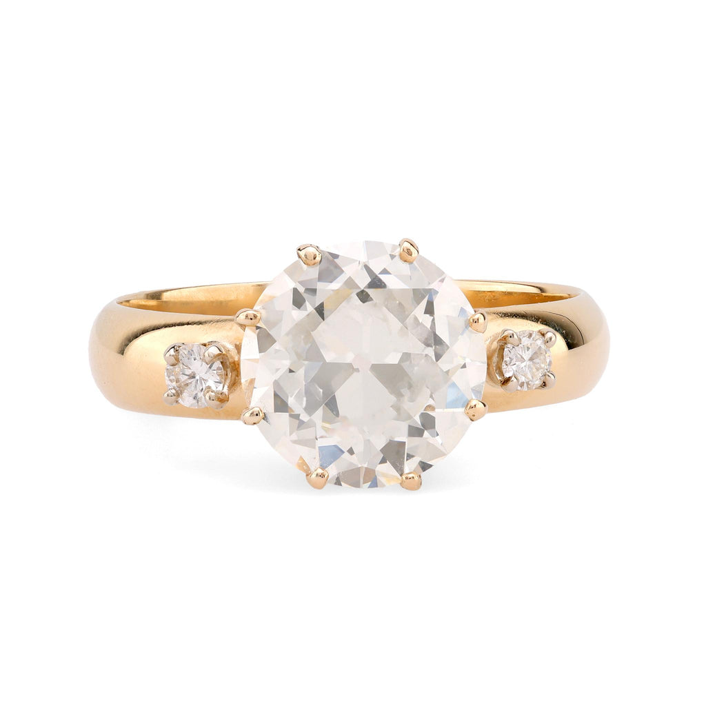 Dreamy GIA 3.30 carat old European cut diamond 14k yellow gold engagement ring