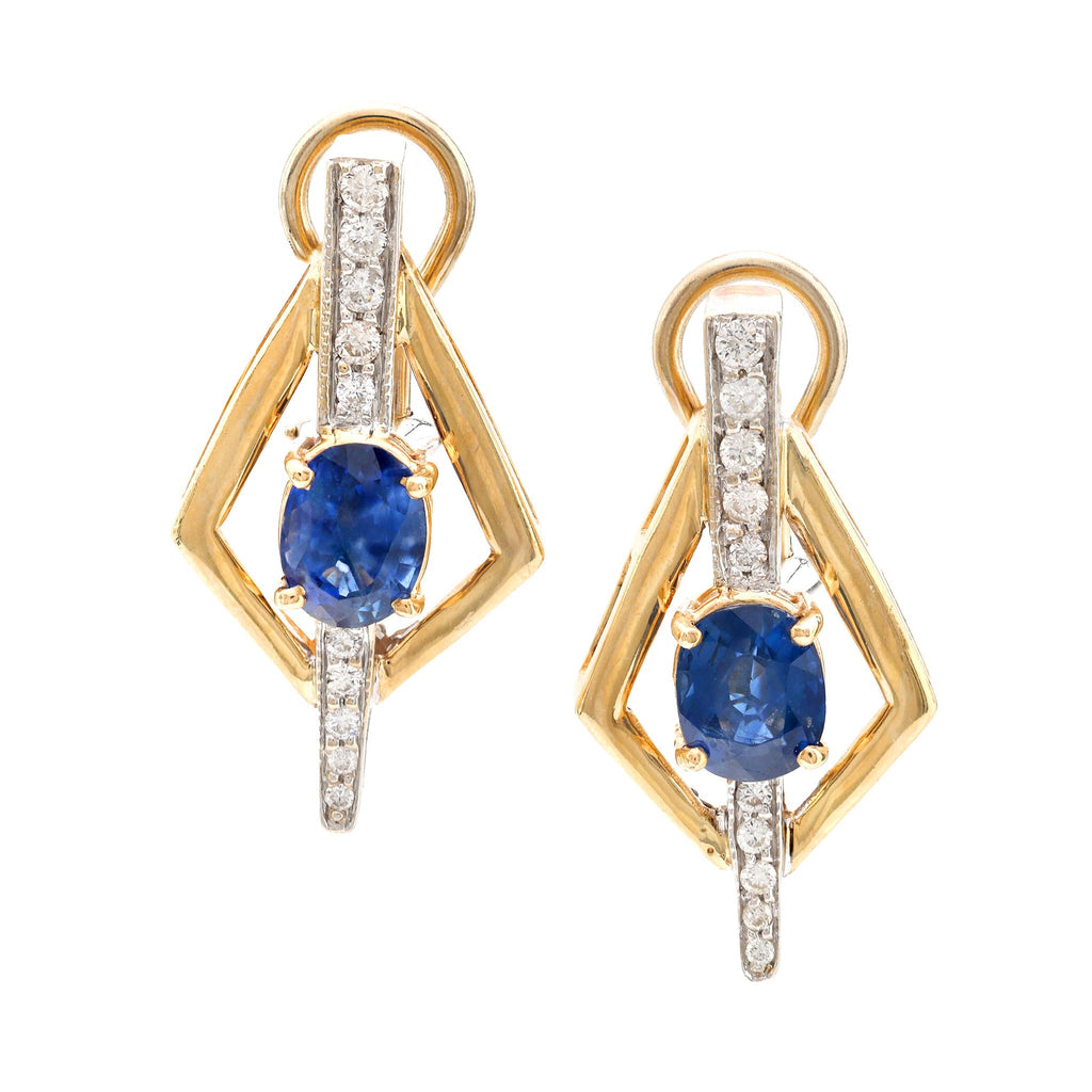 Vintage 3.20 carat total weight sapphire diamond 14k gold earrings Jack Weir & Sons