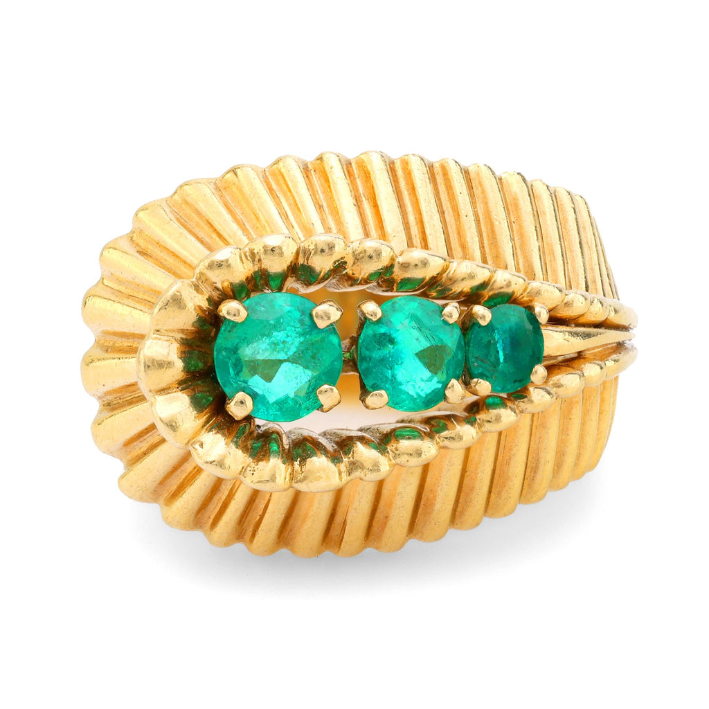 Retro emerald 18k yellow gold ring Jack Weir & Sons